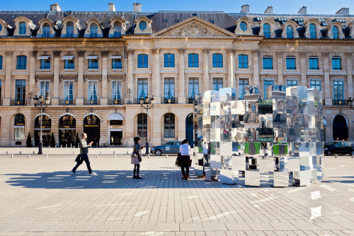 RING
______________________________________________
2012
Mirrored cubes installation.
FIAC PARIS 2012
Location&#160;: Place Vendôme, Paris.
Dimensions&#160;:  H4500 x L5000&#160;mm
……………………………………………………………….
Commissioned by AUDI
BEST DESIGN INSTALLATION, WALLPAPER.
……………………………………………………………….
    &#8220;Ring&#8221; is an installation which takes into consideration the urban space networking&#160;: the rhythm, flow, organization and spatial hierarchy. The installation embodies a visual effect that is to connect all of these interactions through the implementation of an optical effect: the repetition of an cubic mirror to break the perception of the place.
This dynamic installation changes the relationships between individuals and the space they are going through. 
"Ring" invits the visitor  to play with the installation and space on two levels:
The very first approach would be more related to experience a change in the urban areas: as a temporal kinetics. The facets of each cube reflect the place and reconstruct a paradigm that breaks the reading of the course. Ring works at this stage as a visual intrusion, an acceleration that changes the perception of the  visited place. This is a spacial rediscovery.
In a second step, the installation proposes to get inside, to see his own image multiplied to infinity, which collides with urban detail, it is now a place outside time and outside spatiality ,in total rupture with the outside principle . The vision is more intimate.
-
Credits photo&#160;: ALDS and  © Eric Mercier&#160;:  www. emspirit.fr
______________________________________________


