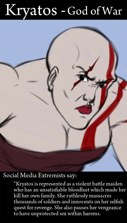 In relation to the idea sprung from this video : https://www.youtube.com/watch?v=Qv_BHKldVA4

Here is what the extremists may say if Kratos had a gender change.