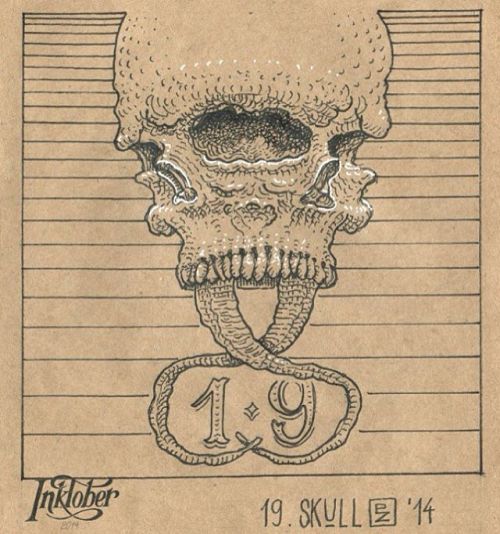 Repost. 💀 Skull for #drawlloween #Inktober 2014. #sketchbook #ink #inktober2go #inkdrawing #kuretake #kuretakeInktober #RU