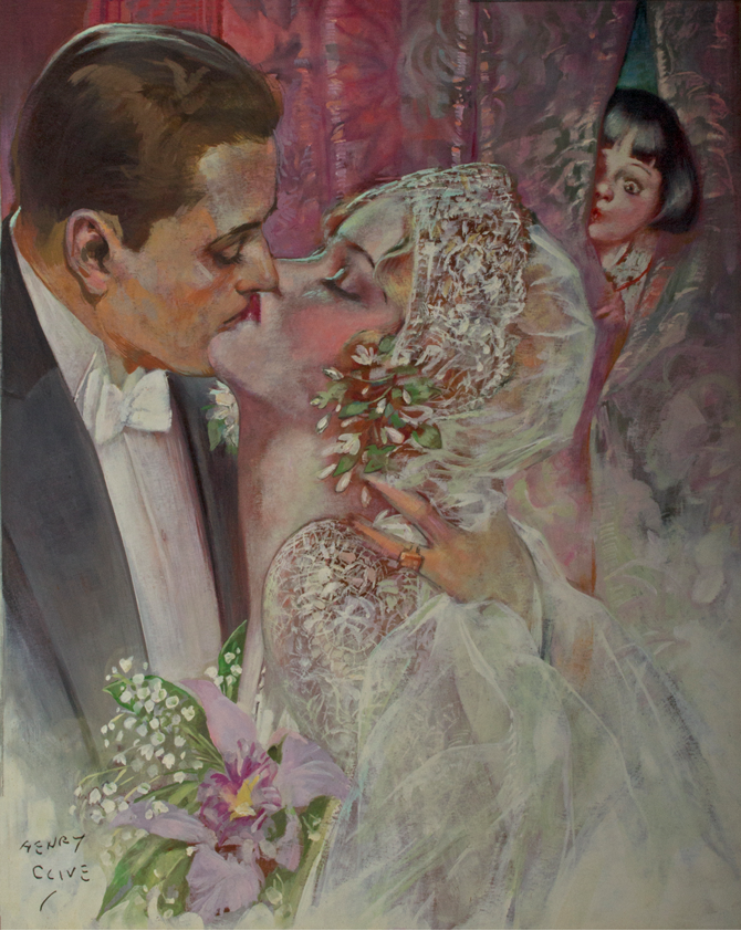 “The Bride” oil on panel by Henry Clive. Published on the cover of June 15, 1930 issue of The American Weekly Magazine.http://grapefruitmoongallery.com/35555