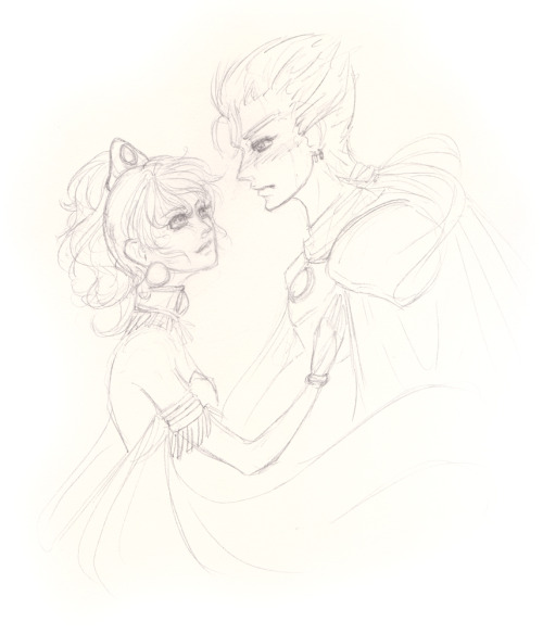 corrodedcage:

I managed to finish a quick scribble of Caldina and Lafarga for the previous @fanflashworks prompt. They’re my second favorite pairing (after Fuu/Ferio).
