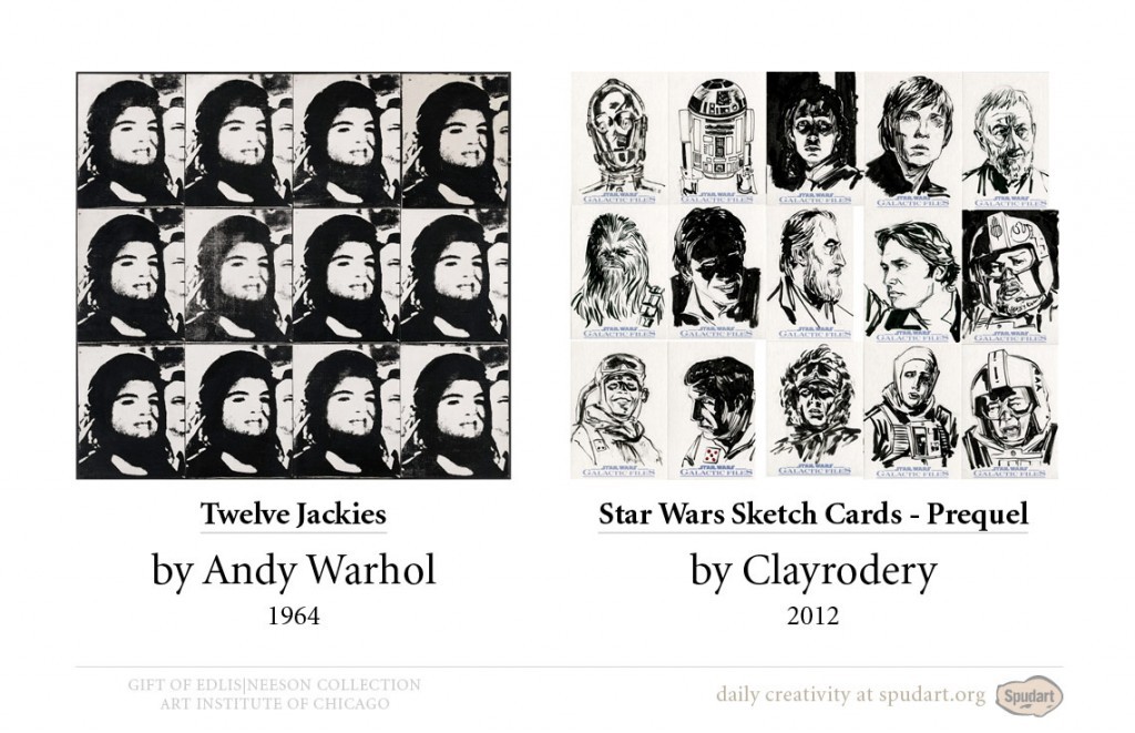 Twelve Jackies, 1964 by Andy Warhol • Star Wars Sketch Cards - Prequel I by clayrodery
