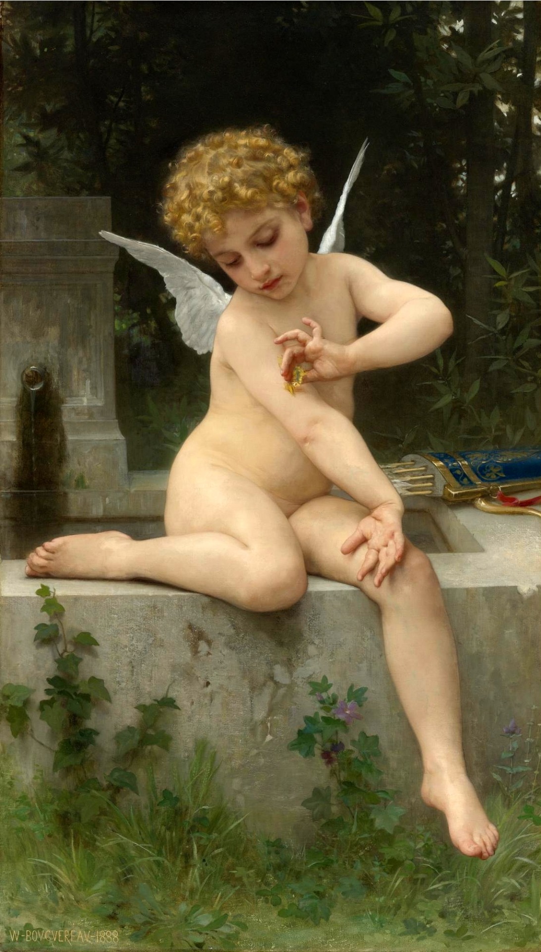 artishardgr:

William Adolphe Bouguereau - Cupid with Butterfly 1888
