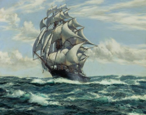 art-and-things-of-beauty:

Montague Dawson (British, 1895-1973)
The Flying Fish, oil on canvas, 101,6 x 127,6 cm.