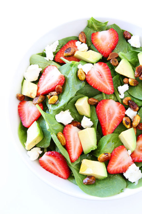 foodffs:Strawberry Spinach Salad with Avocado, Goat Cheese, and Candied PistachiosReally nice recipes. Every hour.Show me what you cooked!