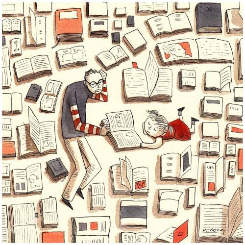 Todo un mundo para descubrir juntos… con los libros (ilustración de Karina Cocq)