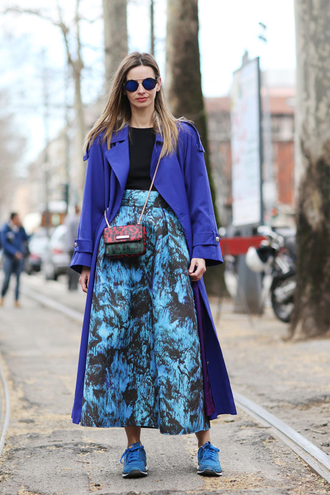 Don’t be Blue. Oh, wait, no - DO be blue! All blue! #MFW #AW15 . WGSN street shot. 