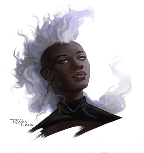 nickroblesart:Storm Portrait (Paint sketch/2015)She was requested yesterday, so here you go! :)Funny that I said I was missing my chunky painting style, and here I am messing with heavily textured brushes. (I’m all over the place, as usual.)