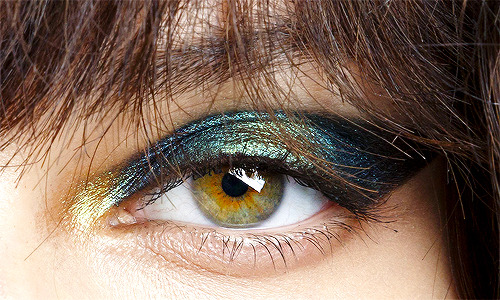 Iridescent eye makeup by Pat McGrath at John Galliano Spring/Summer 2015