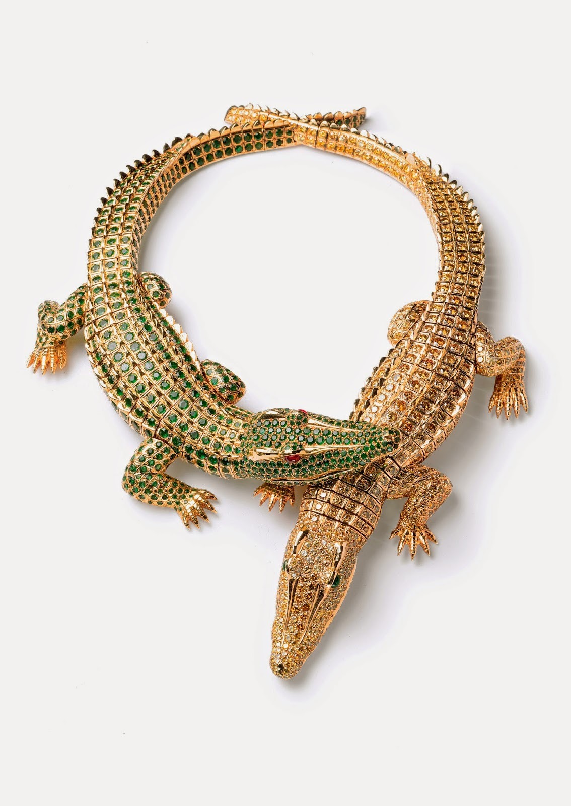 Crocodile Necklace made for Maria Félix.Cartier Paris, special order, 1975. Gold, diamonds, emeralds, rubies; Cartier Collection. Photo credit: Nick Welsh