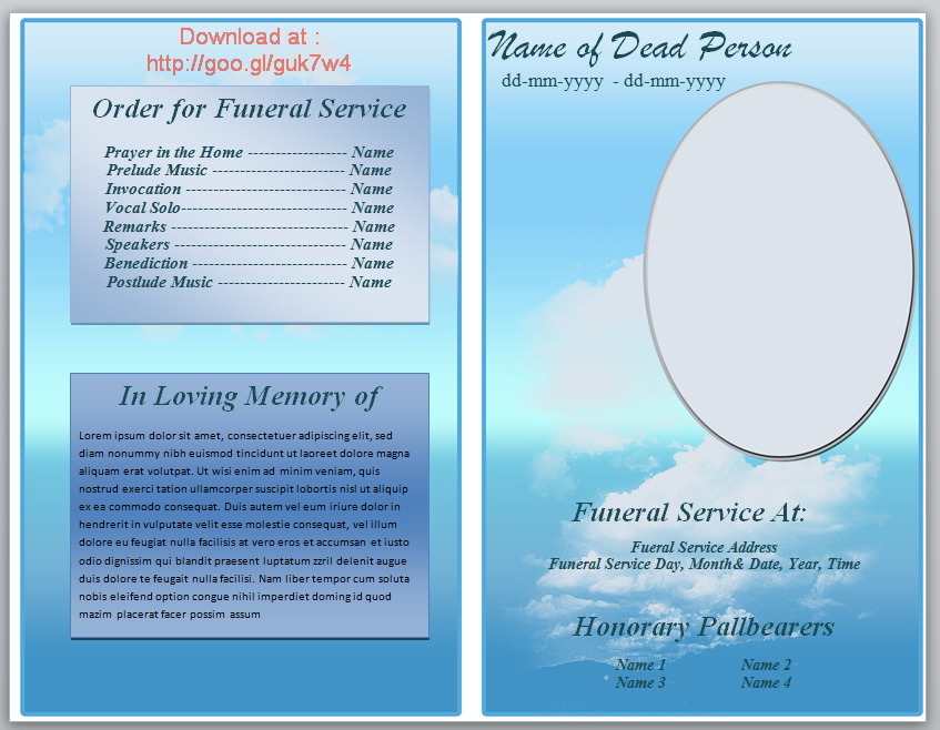 Format For Funeral Programs