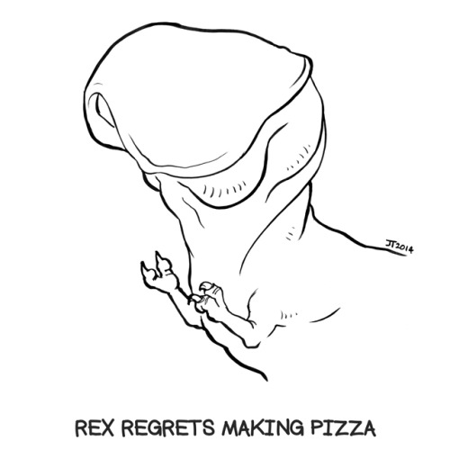 Rex regrets playing with dough.