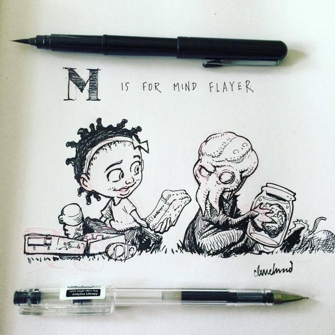 #Inktober #14. It’s always nice to share with the new kid.