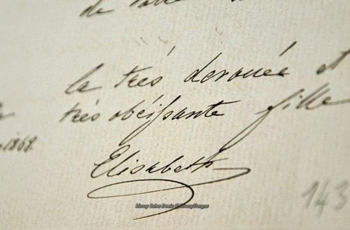   Letter of Empress Elisabeth of Austria 