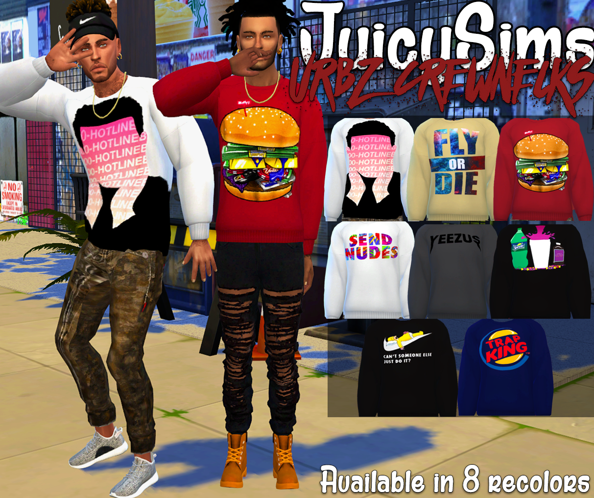 TS4 - Urbz Crewnecks8 RecolorsHomme Custom ThumbnailRequires MeshTOUDon’t claim as your ownDon’t re-uploadTag “juicysims” if used so I can see :)ENJOY! | Download *Must download mesh found here