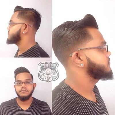 Comb Over Fade with Beard