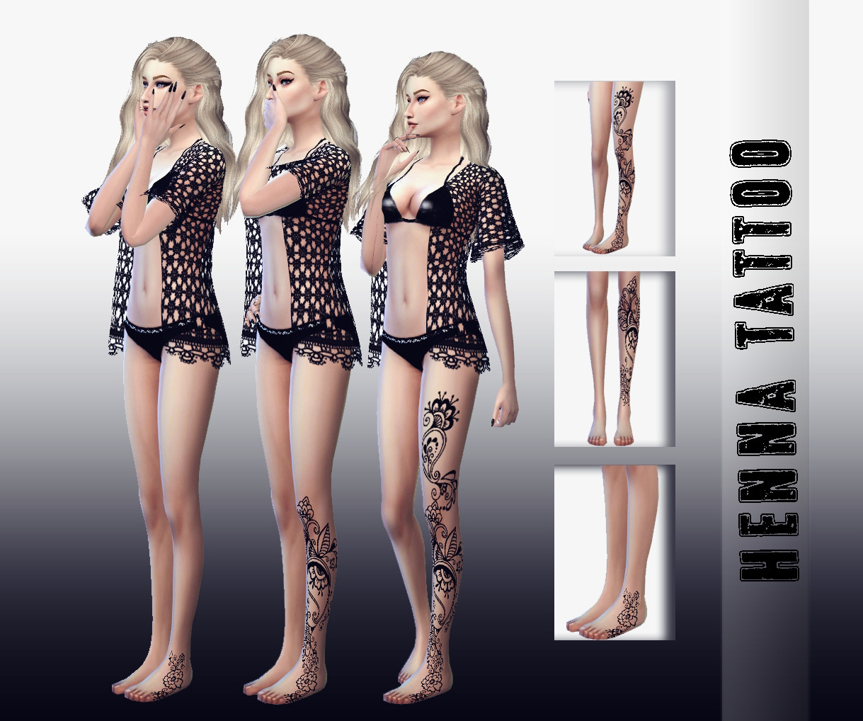 
❤ 

Henna Tattoo 
❤ 

Custom thumbnail.Standalone.HQ textures.Base game compatible.Please dont re-upload or just don’t claim as your own &lt;3 thank you^.^
Have fun and feel free to tagg me in your pictures ❤ -Download-