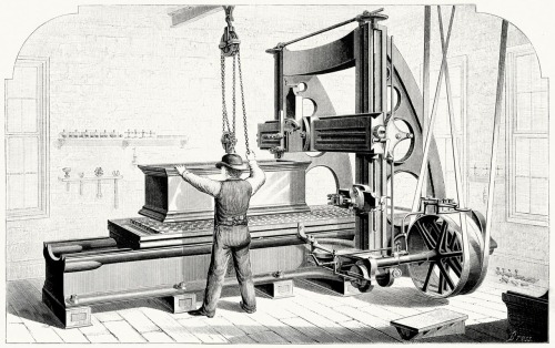 The Sellers planing-machine.machine.

From Appletons&rsquo; cyclopaedia of applied mechanic, edited by Park Benjamin, New York, 1880.

(Source: archive.org)
