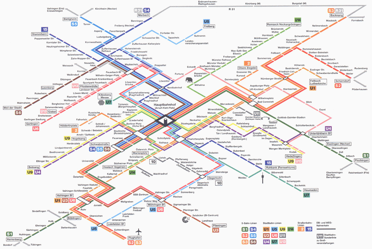 Historical Map: Stuttgart VVS Map, circa 2000 ... - Transit Maps