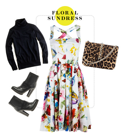 fall ify your summery floral dress with a black