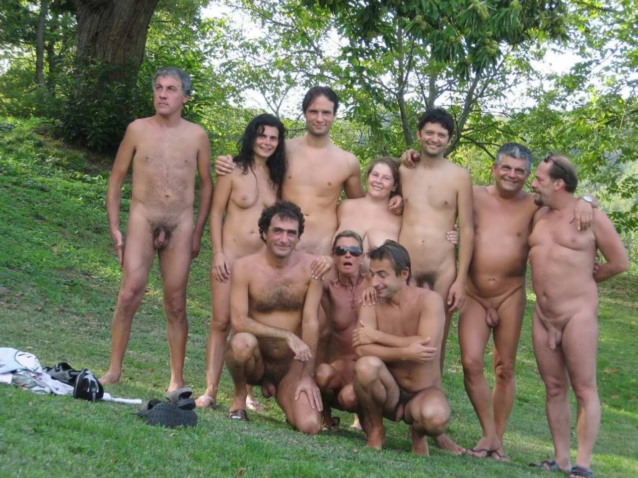 Naked boys in nudist camp