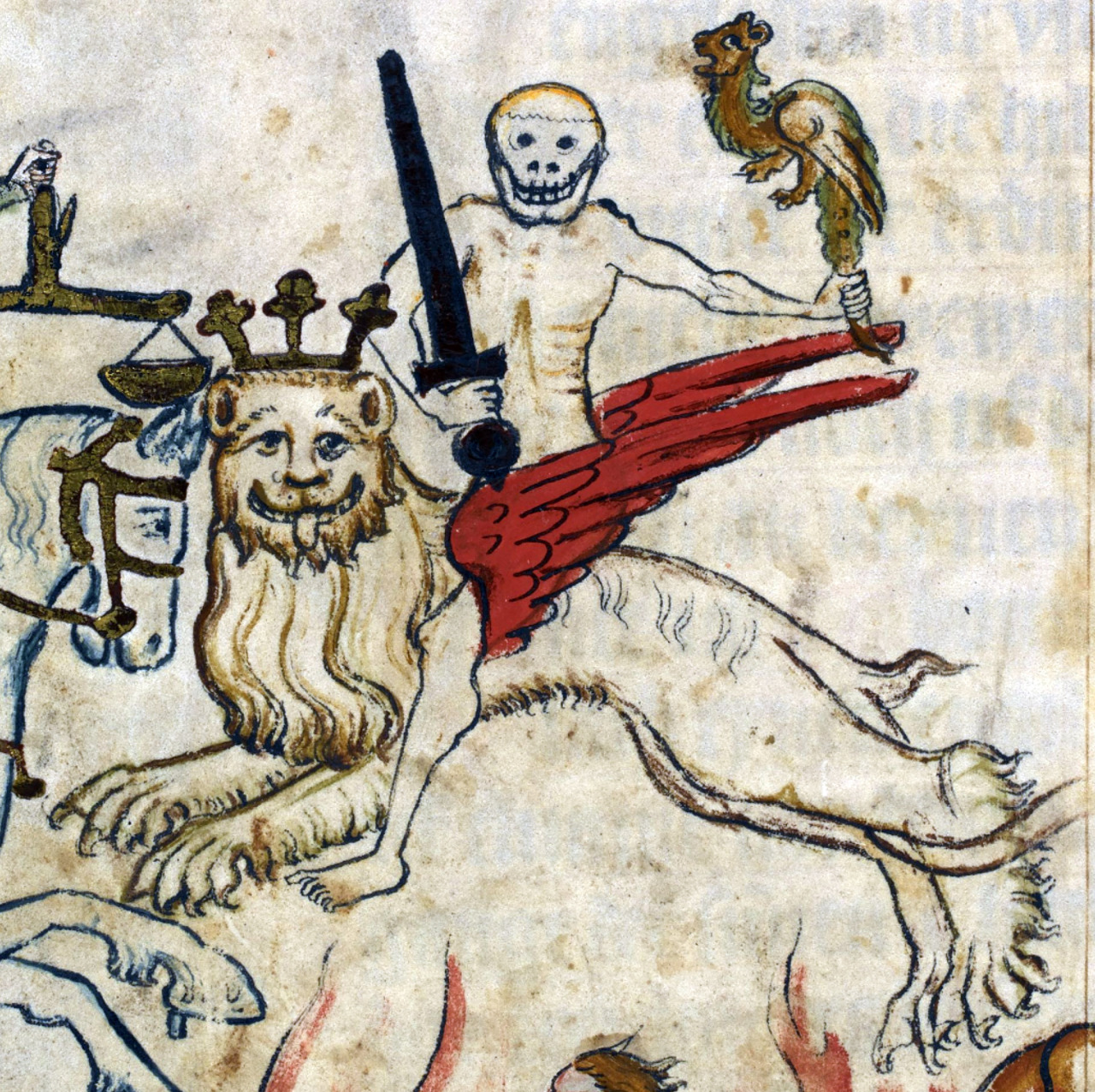 discardingimages:

The Fourth Rider of the Apocalypse
Apocalypse, Thuringia ca. 1350-1370
BL, Add 15243, fol. 12r
