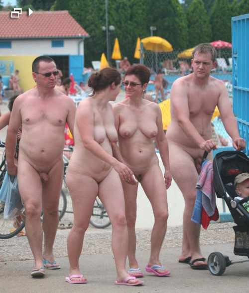 European family nudist beach
