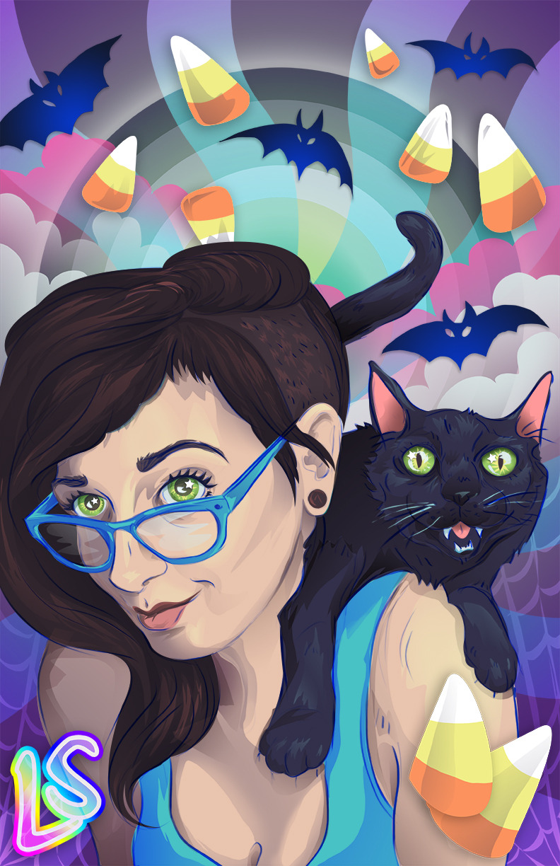 Laura Spencer Illustrates"Stay Spooky - In Homage to Lisa Frank"Digital - 11&#8221; x 17&#8221;