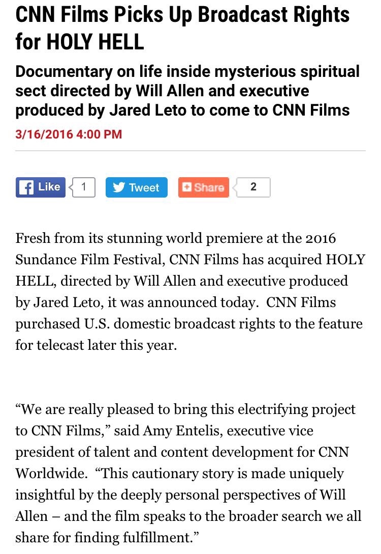 Jared - producteur exécutif de "Holy Hell" docu pour Sundance  Tumblr_o45qfvmrGV1qamlhro1_1280