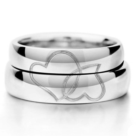 Matching His and Her Hearts Wedding Bands for Two Personalized Couples ...