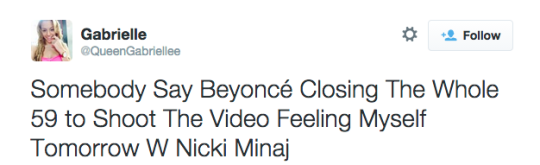 Beyoncé > Featuring 'Feeling Myself' (feat. Nicki Minaj) - Página 5 Tumblr_nipq78THVo1u45rbgo1_540