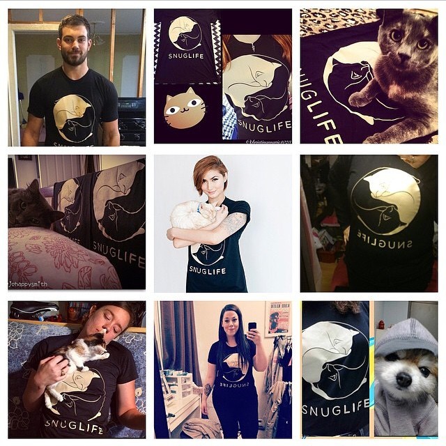 Very limited amount of &lsquo;SNUGLIFE&rsquo; shirts are back in stock! Visit www.snuglife.phillypetphoto.com to order, $5 from every sale goes to benefit the cats at the Cat Town Cafe &gt;^. .^&lt;