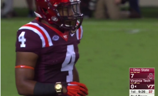 Look Virginia Techs Rb Wears A Gold Watch While Playing