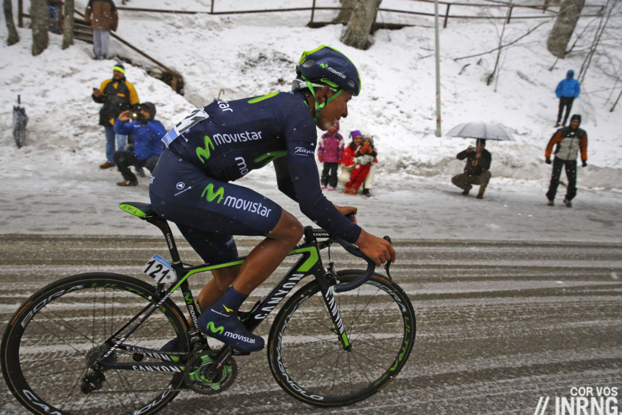 Photo: Nairo Quintana rides solo on the way to the Monte Terminillo. 