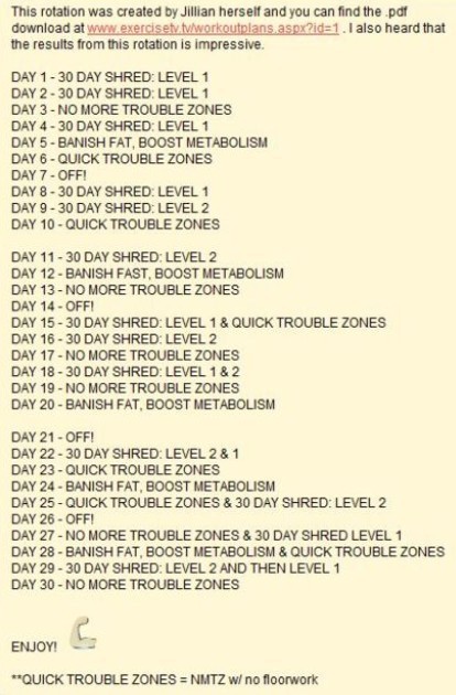 Jillian Michaels 30 Day Video Workout Rotation: 30 Day Shred, No More 