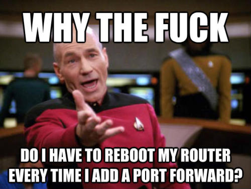 Seriously, Arris? I had to add 5 port forwards and…