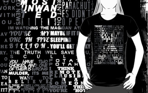 Hey! I thought some people would be interested and since you’re my favourite x files blog, I’d submit this to you! I did some x files related designs on redbubble, one shirt (can be bought as male shirt, female shirt, pullover, hoodie etc) and two iphone cases ( 1 2 ). nothing special, but i thought some people would like it! there’s also other fandom related designs on my account :)