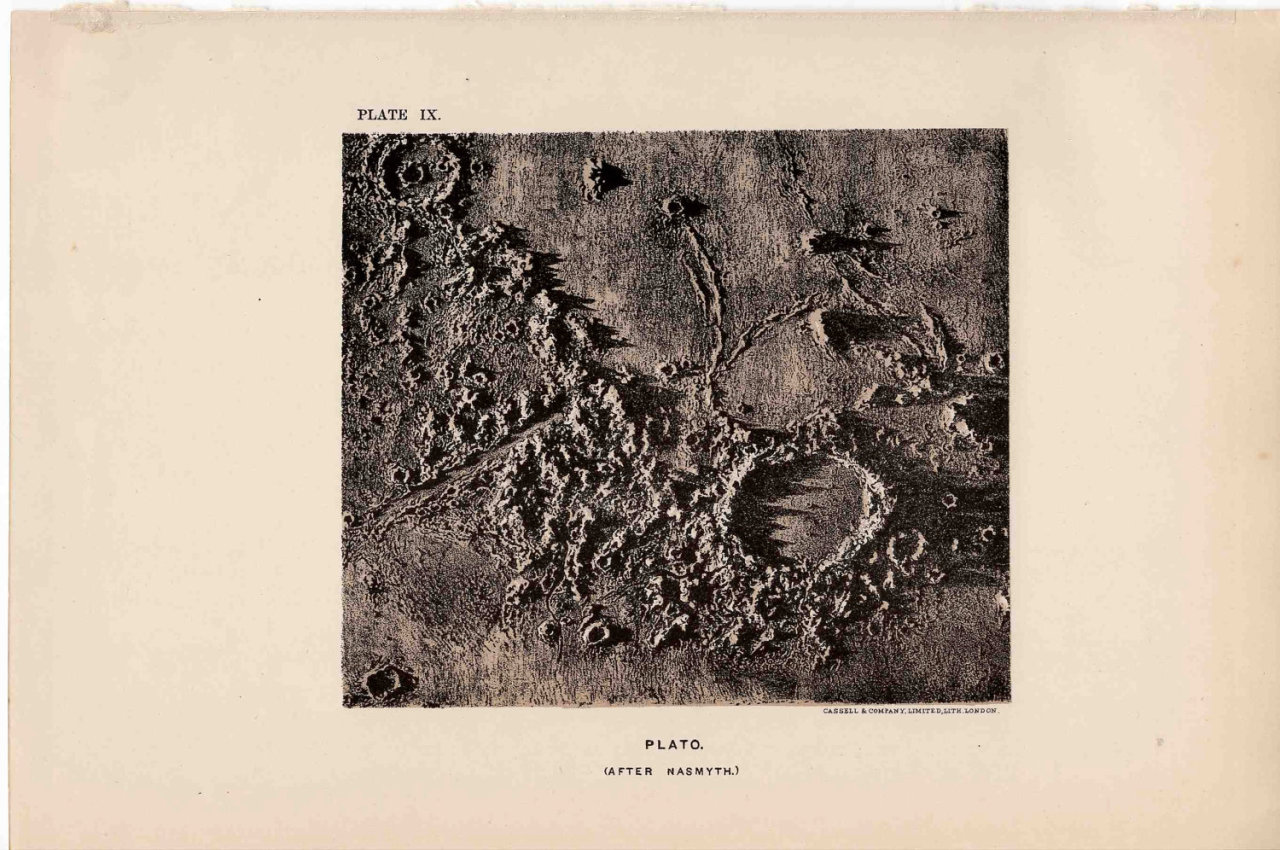 artornap:

1891 moon crater original antique celestial astronomy print - plato
