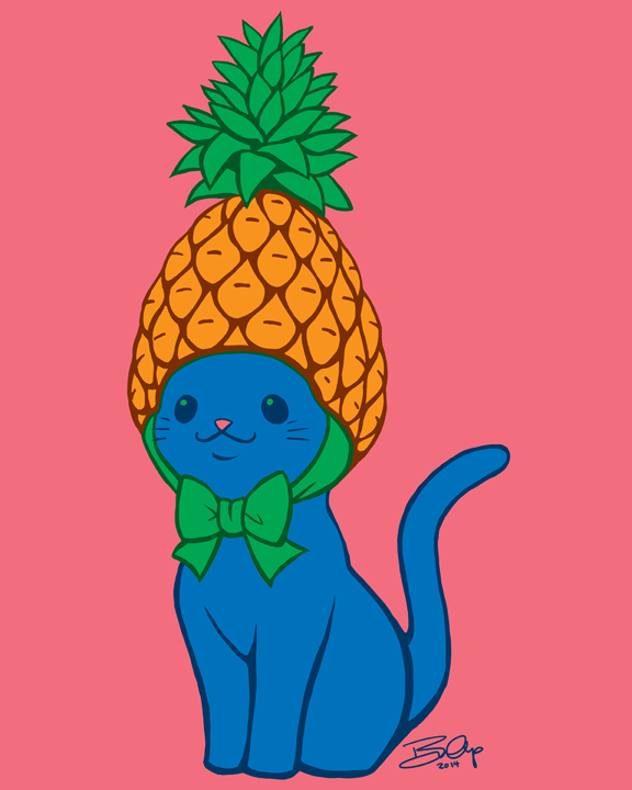Blue Cat Wears Pineapple HatBecause smiles are contagious.