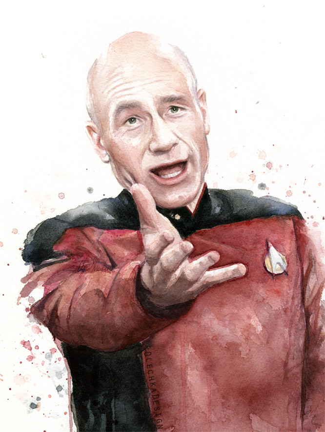 Annoyed Picard Meme Watercolor, 10x14&quot;Prints | Accessories | Facebook | More Star Trek Art