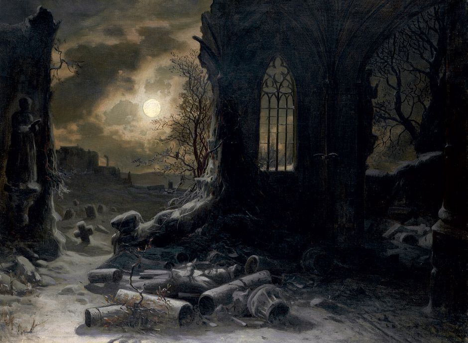 art-and-things-of-beauty:



Felix Kreutzer (1835-1876) - 

Ruins of a Gothic chapel at full moon night. Oil on canvas. 47 x 63 cm.

