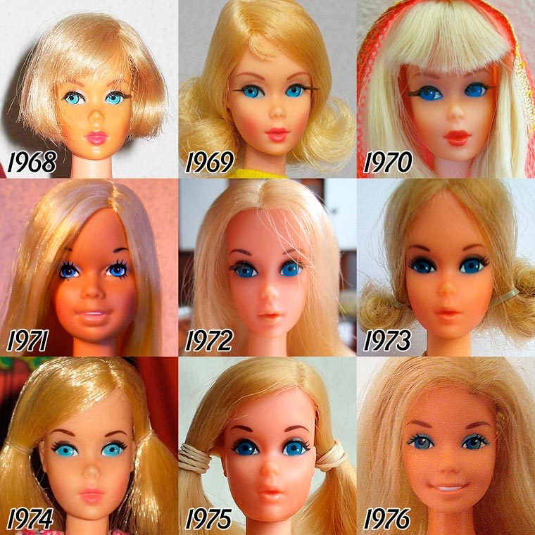 evolutie van Barbie (1959-2015) in 57 foto's