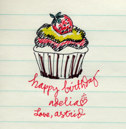 birthday cupcake for my friend adelia. happy bday to you too lee!!-astrid