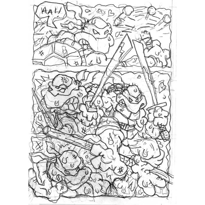 Teenage Mutant Ninja Turtle sketch See the final hand colored scratchboard piece on Instagram: @aperfectempire 