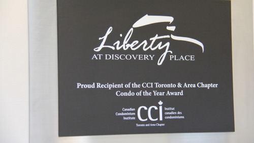 The plaque that Liberty won for being Condo of the Year in 2013!
