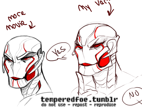 temperedfoe:

Put the more movie-like Ultron next to my own...