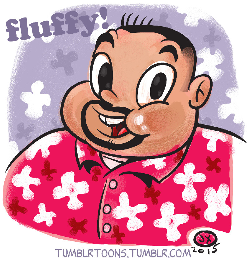 tumblrtoons:Fluffy!!! Comedy Central​ was running a marathon of Gabriel Iglesias​’ Comedy Specials and he was cracking me up! So I drew him! Love his comedy!-JeauxFollow: https://www.facebook.com/jeauxland