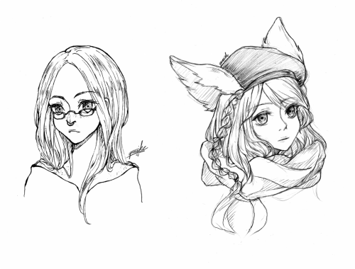 Some commissions I did to take a break from digital art @_@ Pen on the left and pencil on the right