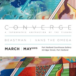 Presented by @formwa as the main event of the #PUBLIC: Art in the Pilbara Festival, ‘Converge’ is the first collaborative exhibition by  and Myself featuring new paintings and installation inspired by the Pilbara’s unique aerial topographies and dramatic landscapes. Opening at Port Hedland Courthouse Gallery on Friday 13th March 2015. #vanstheomega #Pilbara