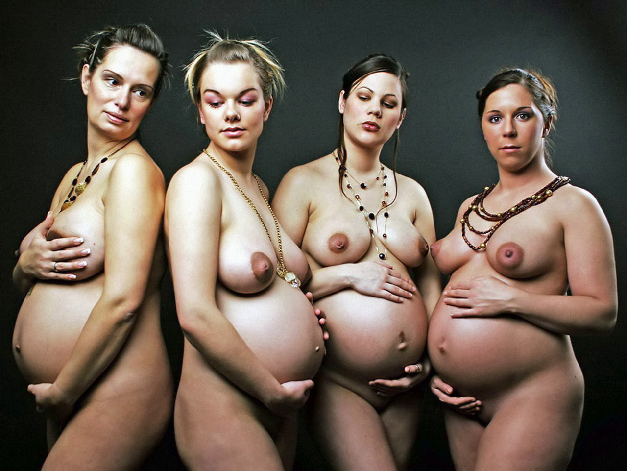 Pregnant belly and breasts nude